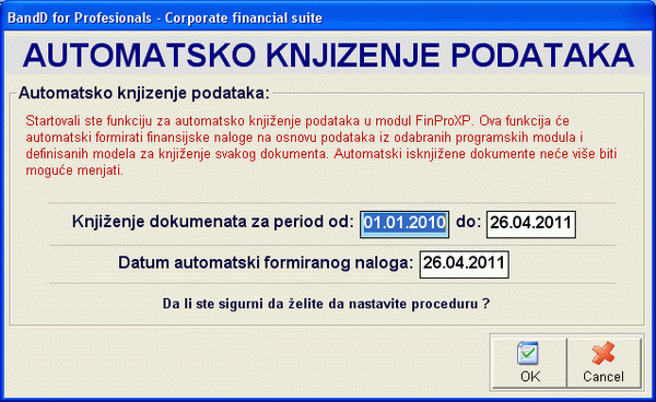 Potvrda automatskog knjienja dokumenta u vremenskom opsegu