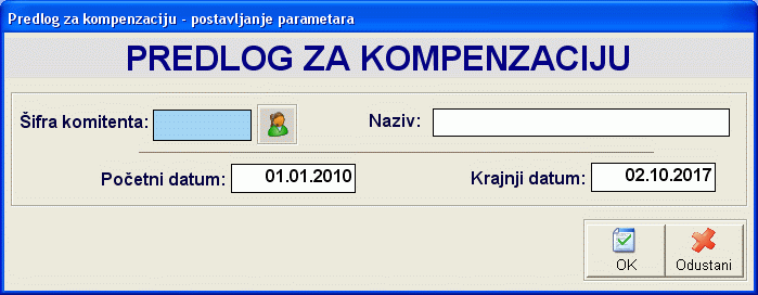 Postavljanje parametara formiranja izjava o kompenzaciji