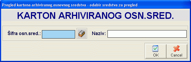 Postavljanje parametara pregleda kartona arhiviranog osn.sred.