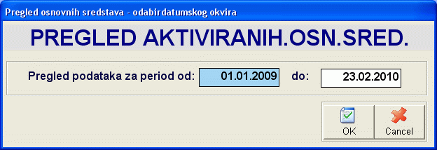 Postavljanje parametara pregleda arhiviranih osn.sred.