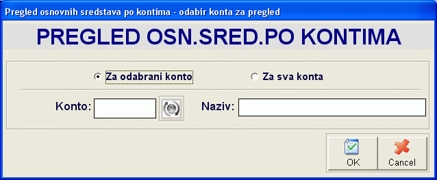 Postavljanje parametara pregleda osn.sred. po kontima